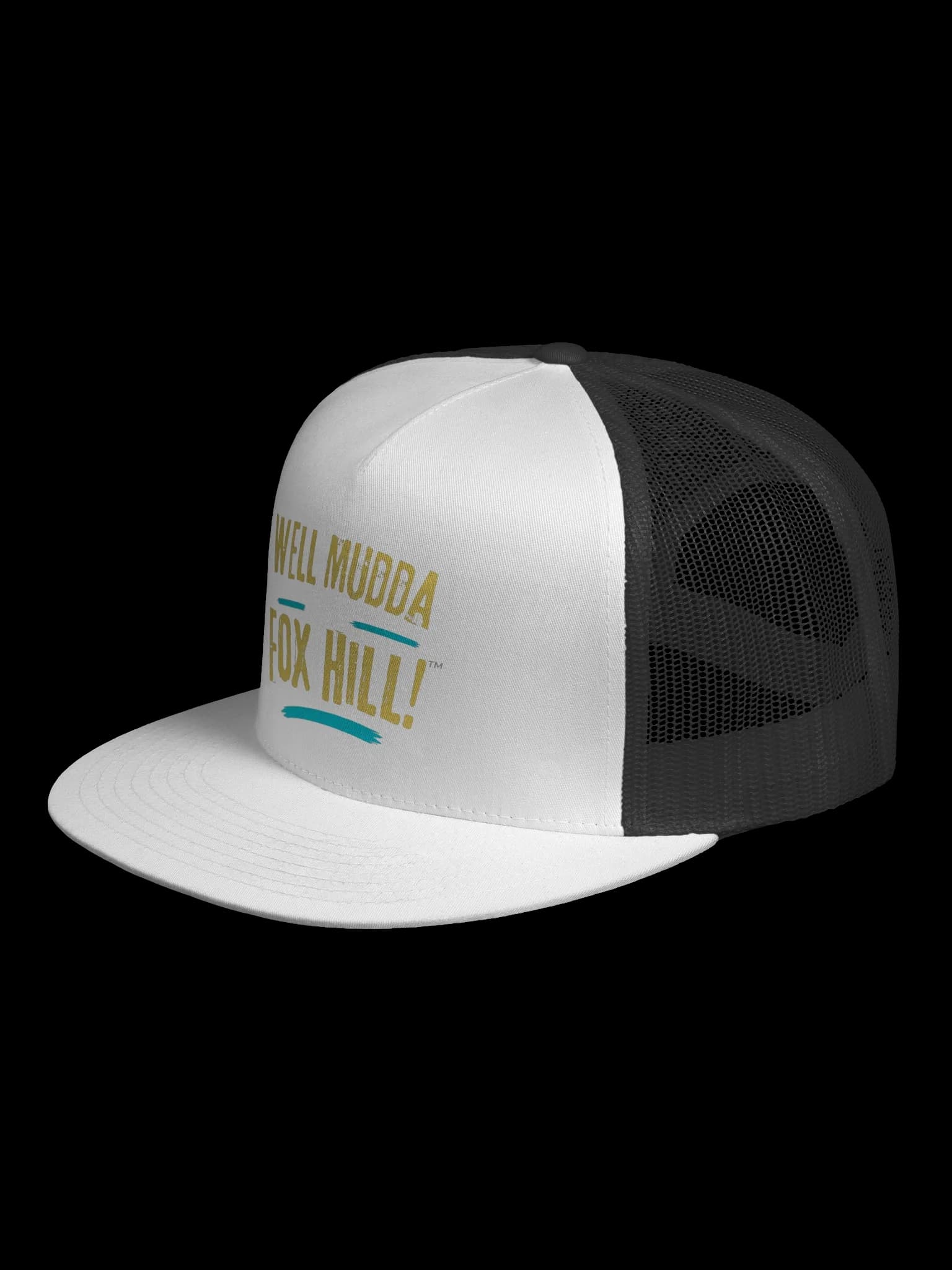 Well Mudda Fox Hill! Trucker Hat — Black & White