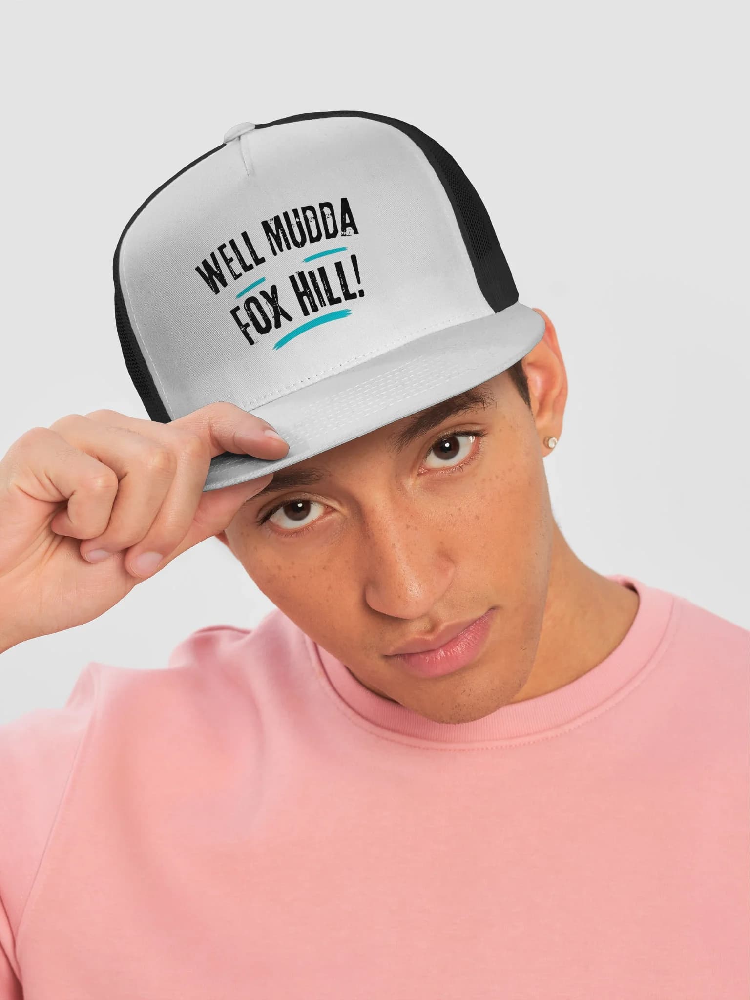 Well Mudda Fox Hill! Trucker Hat — Black & White
